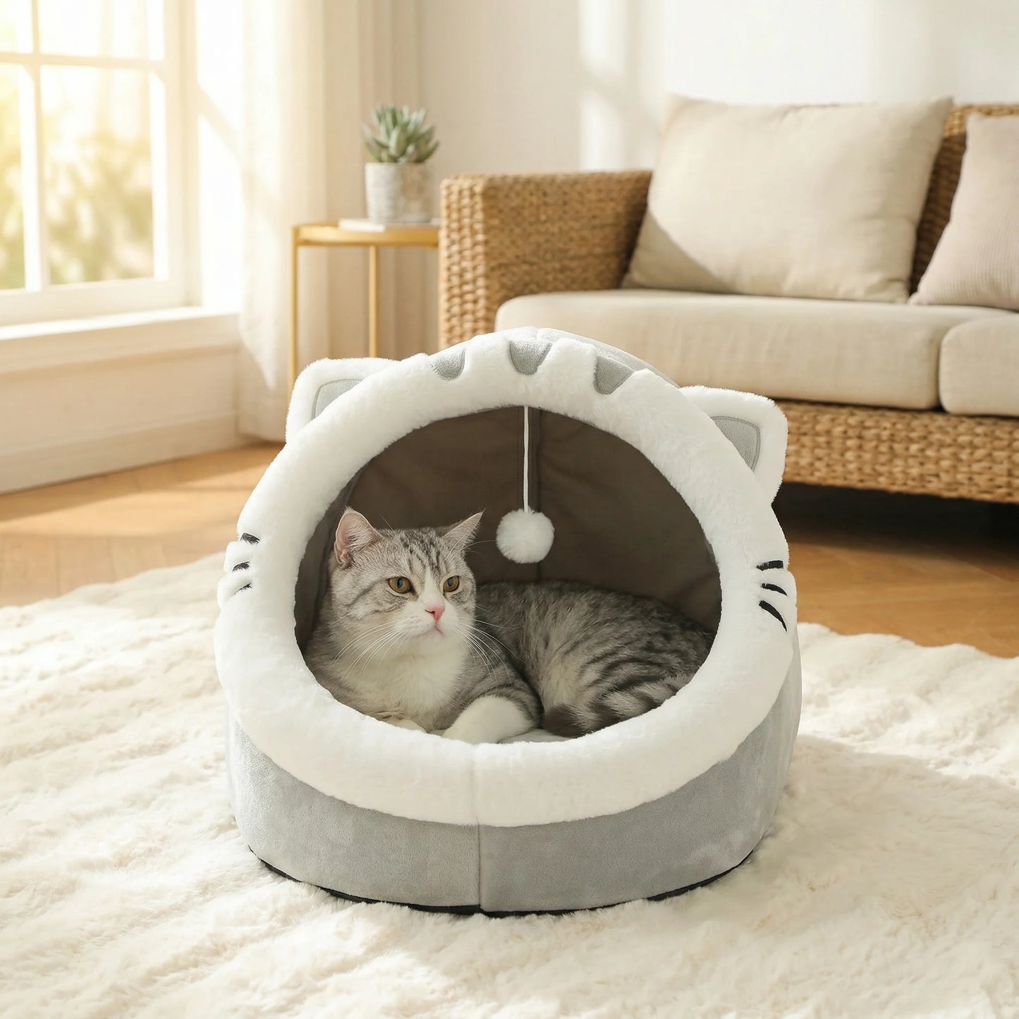 Cozy Cave Cat Bed – Warm Enclosed Tent Nest for Cats & Small Dogs