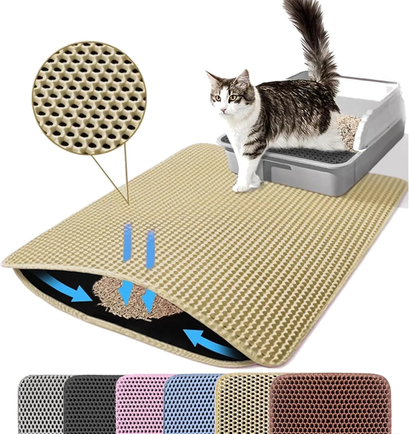 Cat Litter Trapping Mat โ Waterproof, Non-Slip & Easy Clean