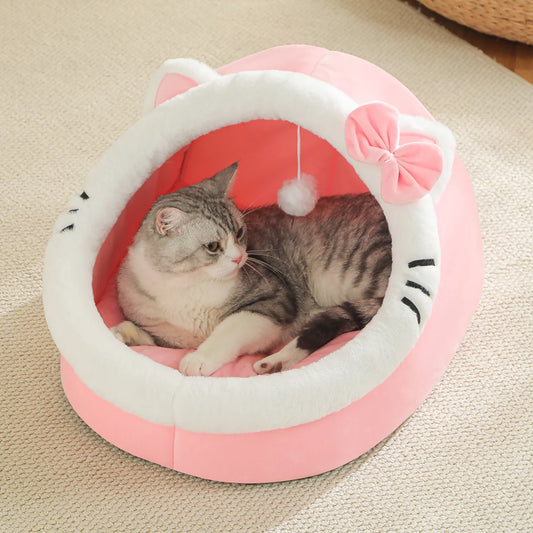 Cozy Cave Cat Bed – Warm Enclosed Tent Nest for Cats & Small Dogs