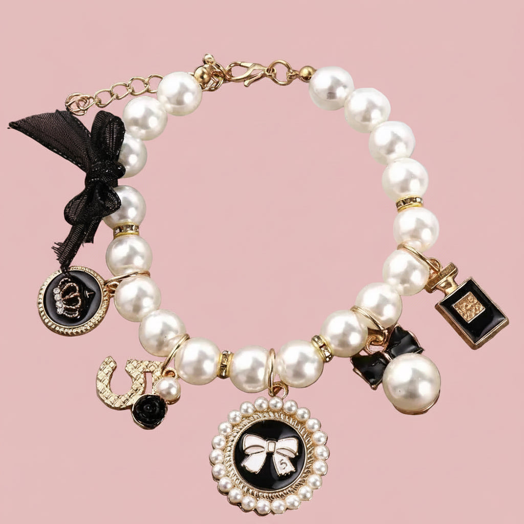 Pink Pearl Princess Collar – Bow Necklace for Dogs & Cats