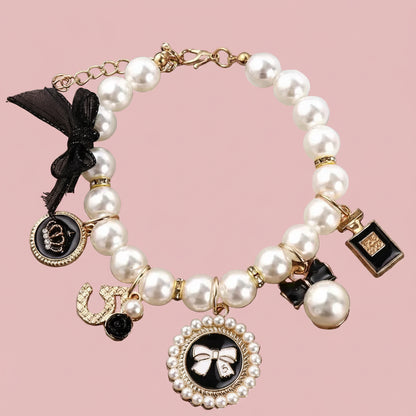 Pink Pearl Princess Collar – Bow Necklace for Dogs & Cats