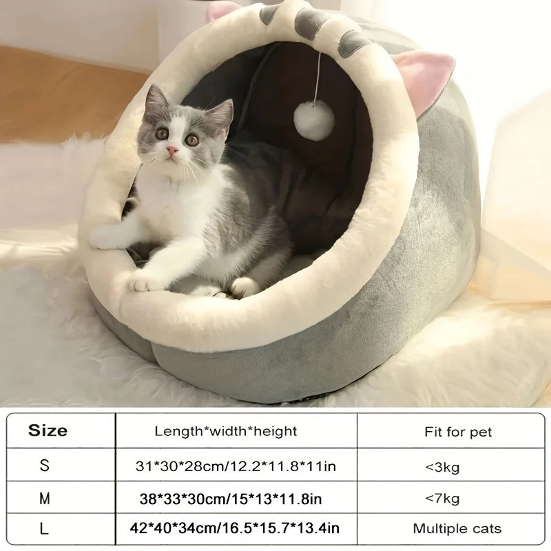 Cozy Cave Cat Bed – Warm Enclosed Tent Nest for Cats & Small Dogs
