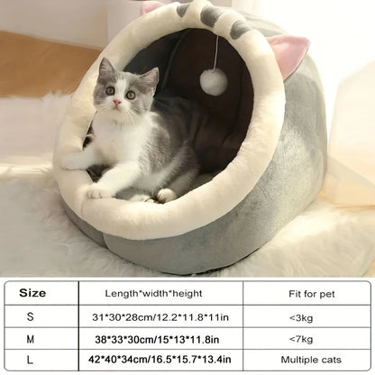 Cozy Cave Cat Bed – Warm Enclosed Tent Nest for Cats & Small Dogs