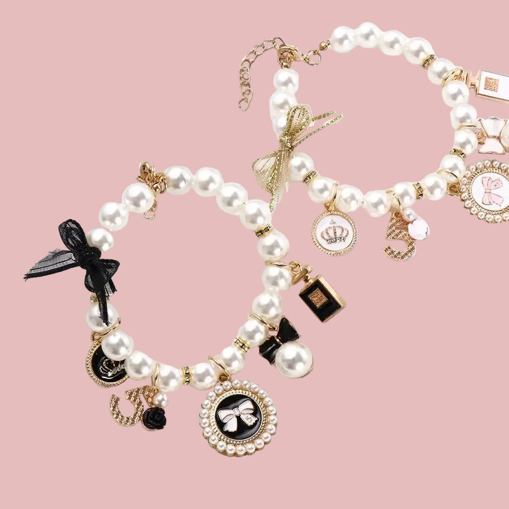 Pink Pearl Princess Collar – Bow Necklace for Dogs & Cats