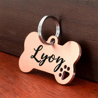 Custom Engraved Bone Tag for Dogs & Cats - Stainless Steel Pet ID Tag