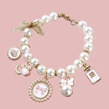 Pink Pearl Princess Collar – Bow Necklace for Dogs & Cats