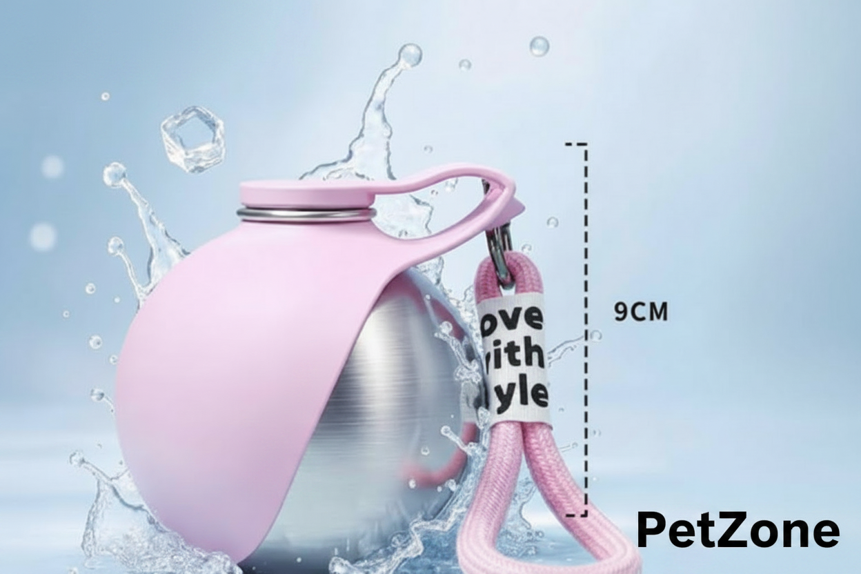 Portable Pet Water Bottle & Bowl – Leak-Proof Stainless Steel Travel Dispenser for Dogs