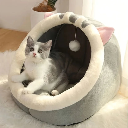 Cozy Cave Cat Bed – Warm Enclosed Tent Nest for Cats & Small Dogs