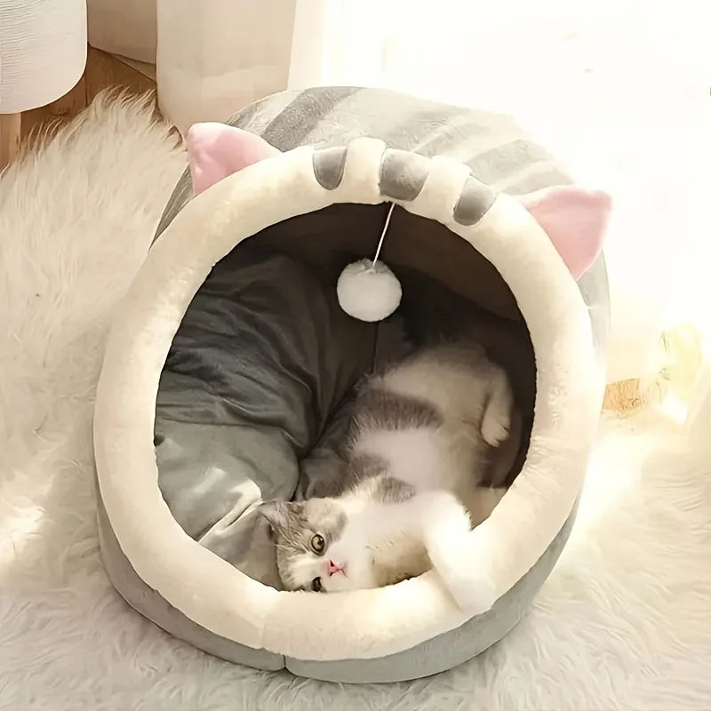 Cozy Cave Cat Bed – Warm Enclosed Tent Nest for Cats & Small Dogs