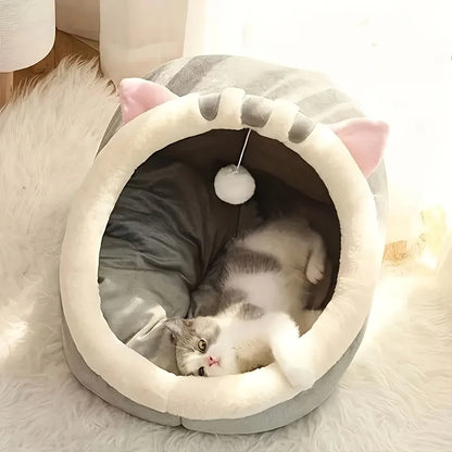 Cozy Cave Cat Bed – Warm Enclosed Tent Nest for Cats & Small Dogs