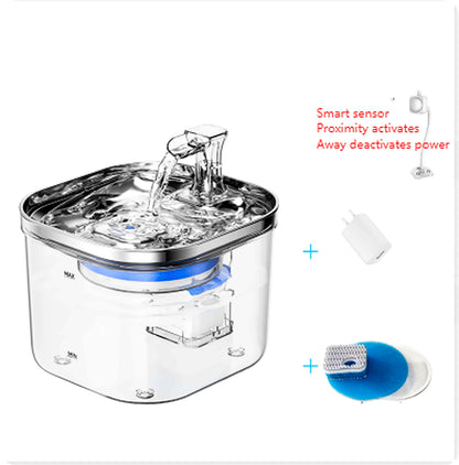Stainless Steel Pet Water Fountain – Auto-Circulating Filtered Drinking Dispenser for Cats & Dogs