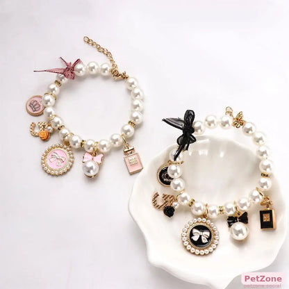 Pink Pearl Princess Collar – Bow Necklace for Dogs & Cats